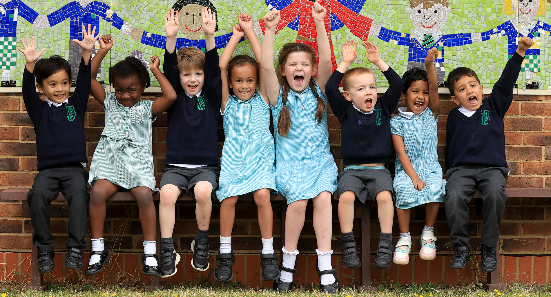 Pupils outside St Joseph's Catholic Primary School